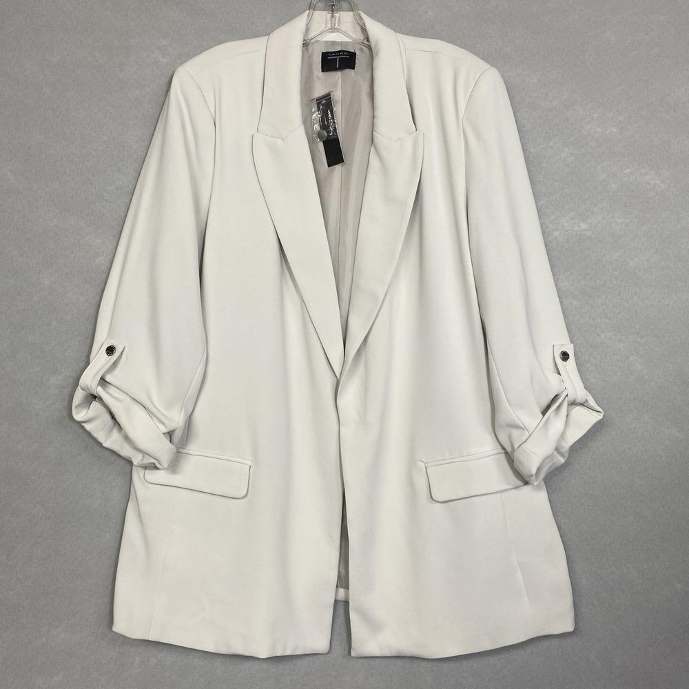 NWT Tahari Blazer Women’s XL Open Front Roll Tab Sleeve Career Business